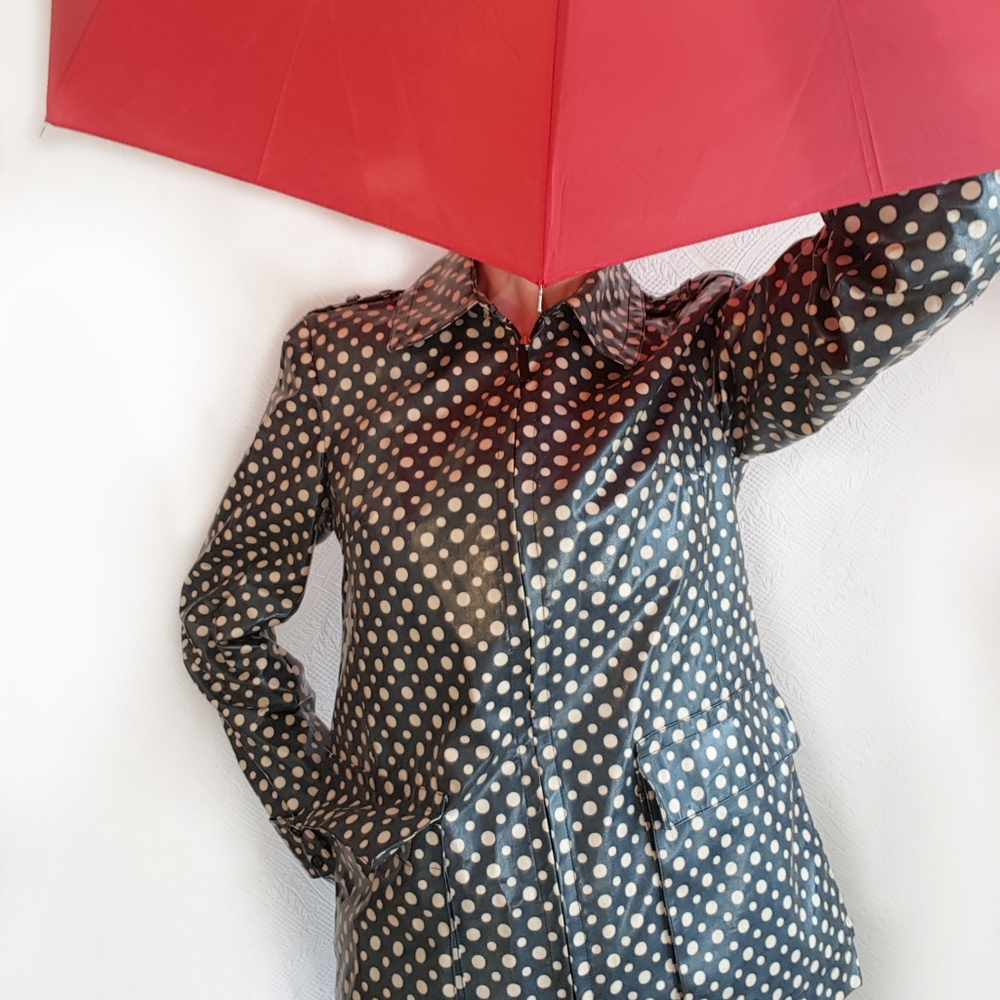 I.N.C. Raincoat Polka Dot zip S Coated Cot…